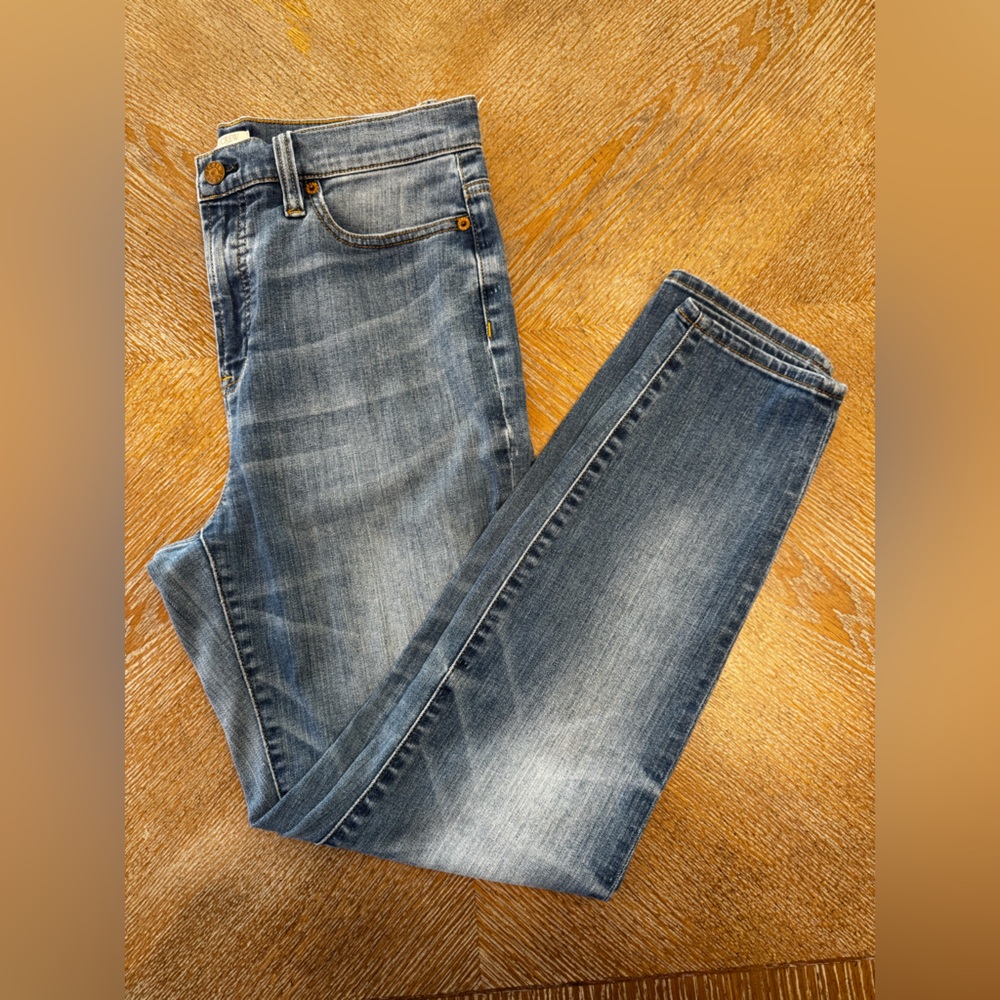 J Crew Blue Jeans Stretch Size 30 Waist 32” Inseam 28” High Rise